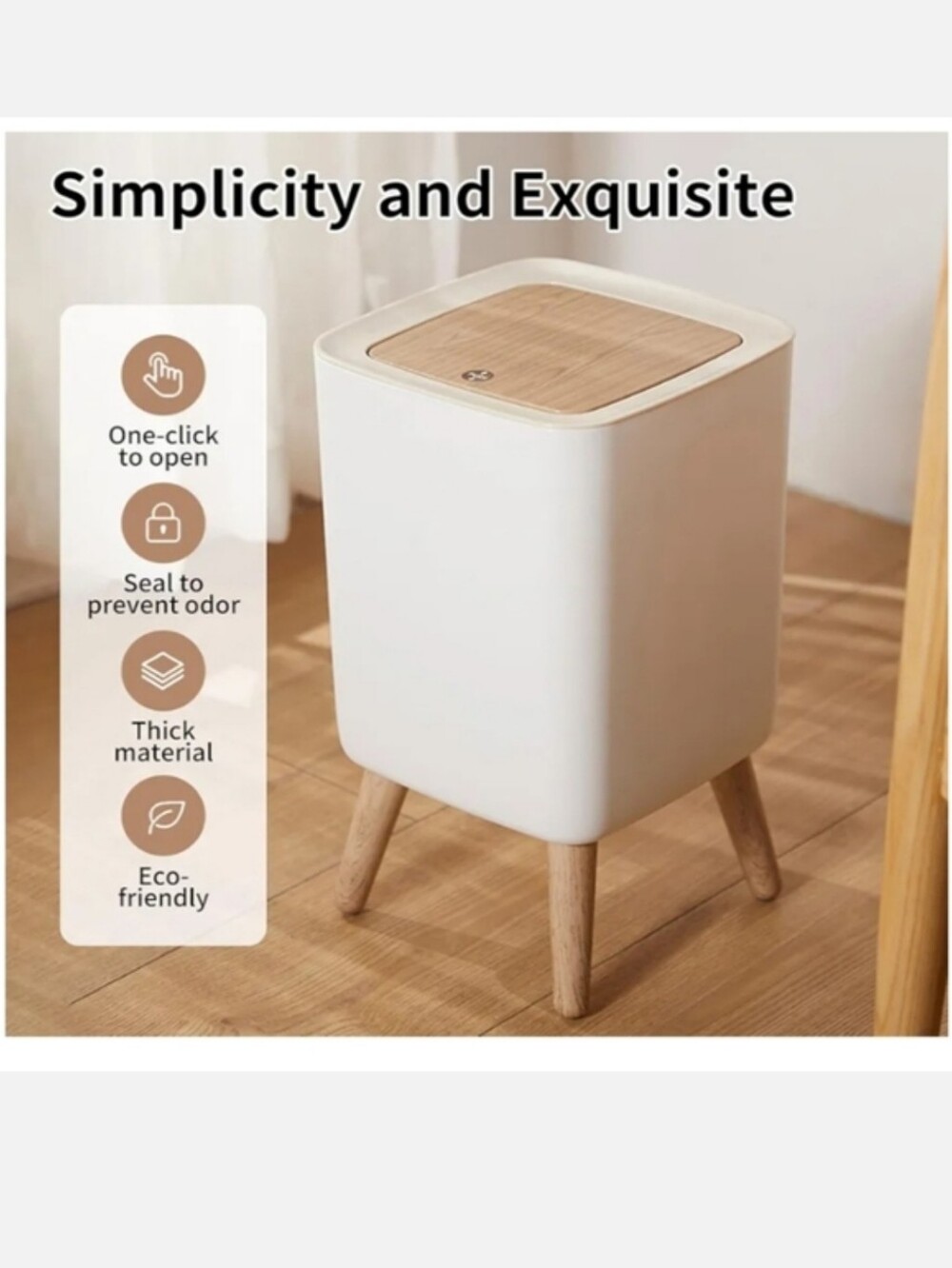 WanWanKa 2.6 Gallon + 0.5 Gallon Nordic Modern Trash Can Set with Press Top Lid